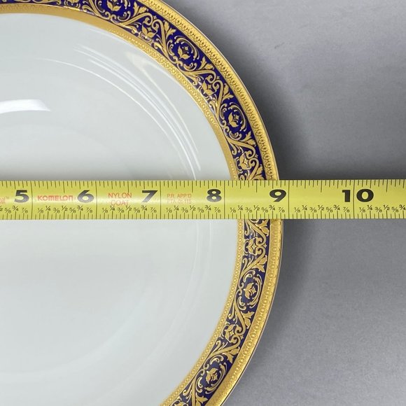 Vintage Sorelle 9" Round Vegetable Bowl SZE1 Cobalt Blue Band Gold Scrolls - Picture 9 of 9